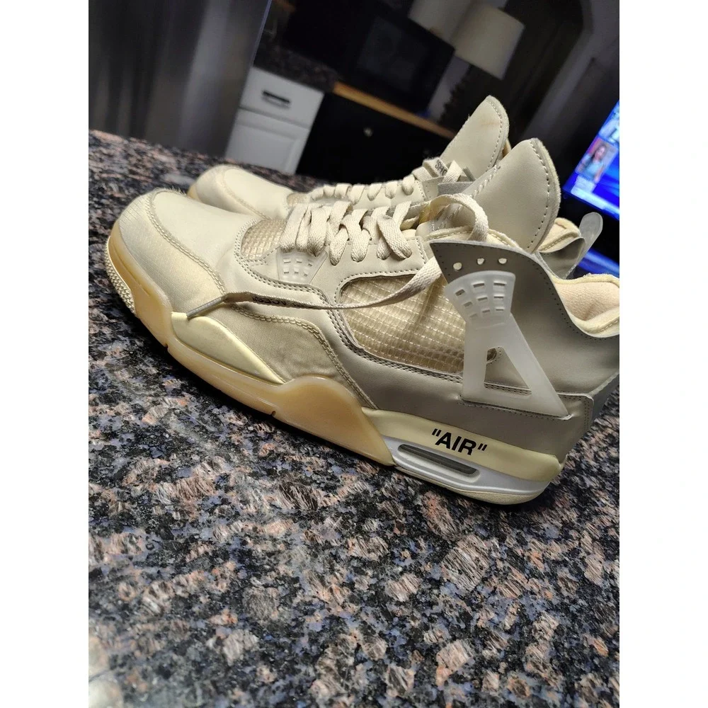 Jordan 4 Retro Off-White Sail Mens CV9388-100 Tan Cream Sneakers